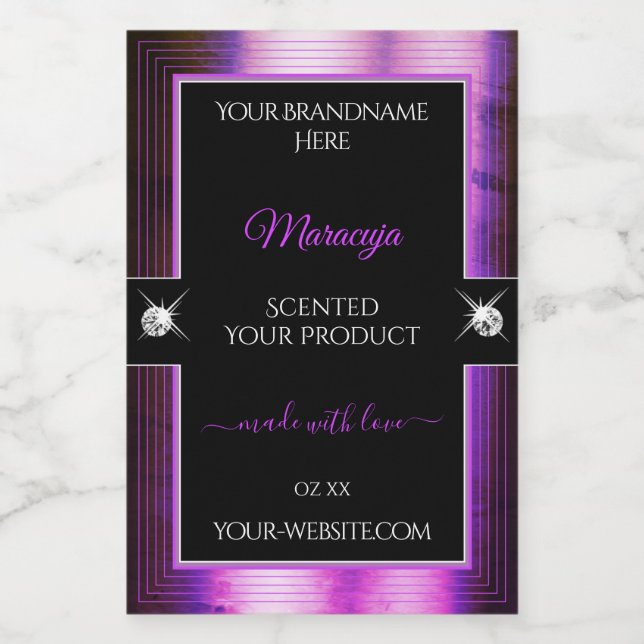 Classy Black Purple Shiny Brilliants Product Label (Single Label)