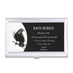 Classy Black Raven Bird  Business Service Shop  Business Card Holder