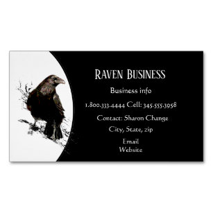 Classy Black Raven Bird  Business Service Shop  Magnetic Business Card