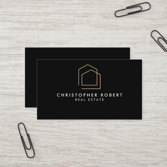 Classy Black Real Estate Business Card (Front/Back In Situ)