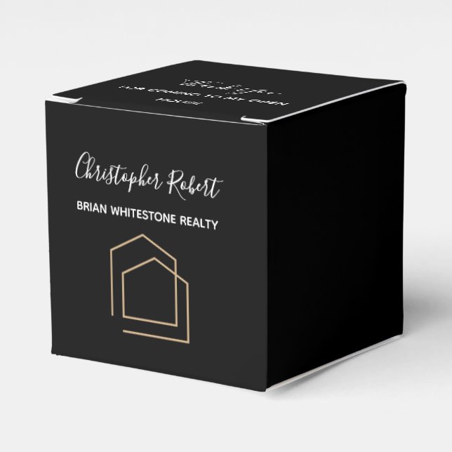 Classy Black Real Estate Favor Box (Front Side)