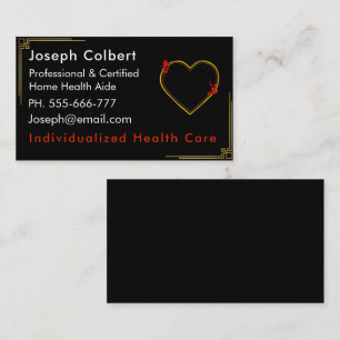 Classy Black Red Golden Border Nurse Business Card