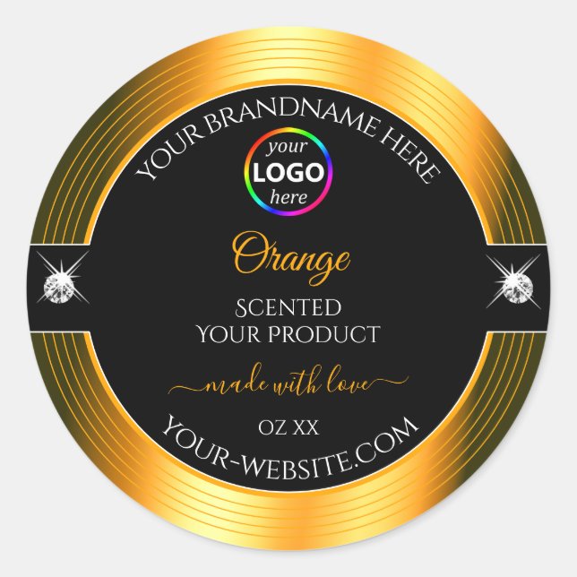 Classy Black Shiny Orange with Logo Product Label (Front)