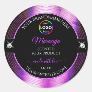 Classy Black Shiny Purple with Logo Product Label