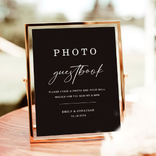 Classy Black Wedding Photo Guest book Sign