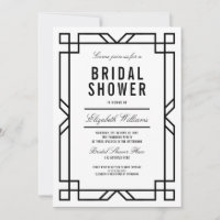 Classy Black White Art Deco Frame Bridal Shower