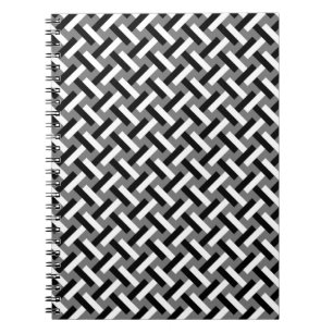 Classy Black & White Art Deco Herringbone Pattern Notebook