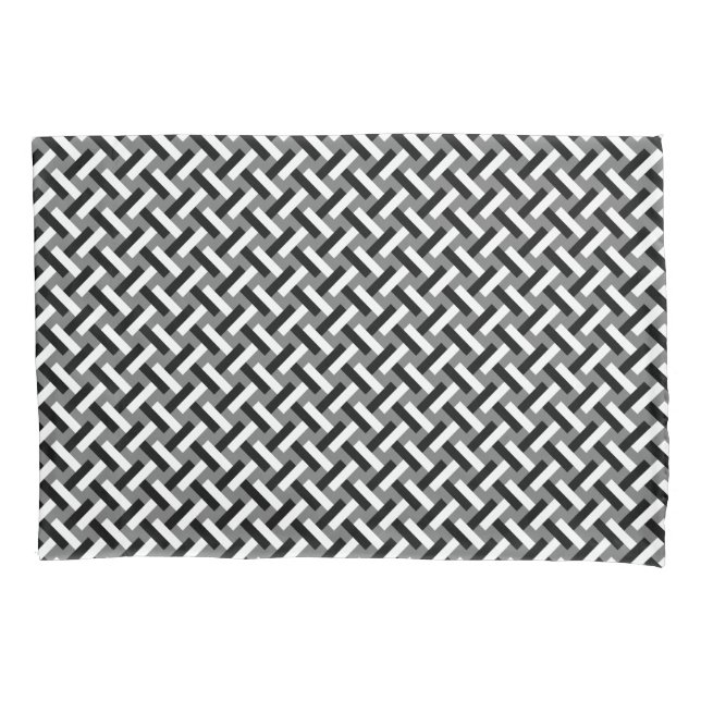Classy Black & White Art Deco Herringbone Pattern Pillowcase (Front)