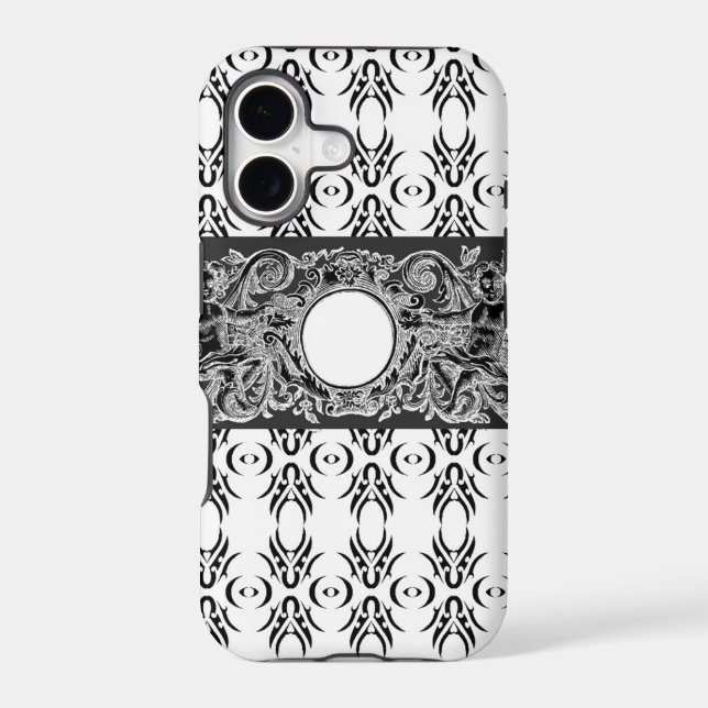 Classy black white Baroque pattern to customise (Back)