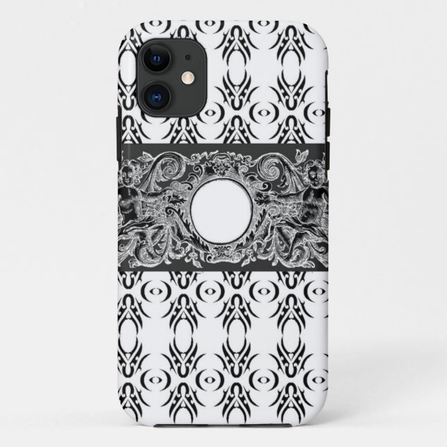 Classy black white Baroque pattern to customise Case-Mate iPhone Case (Back)