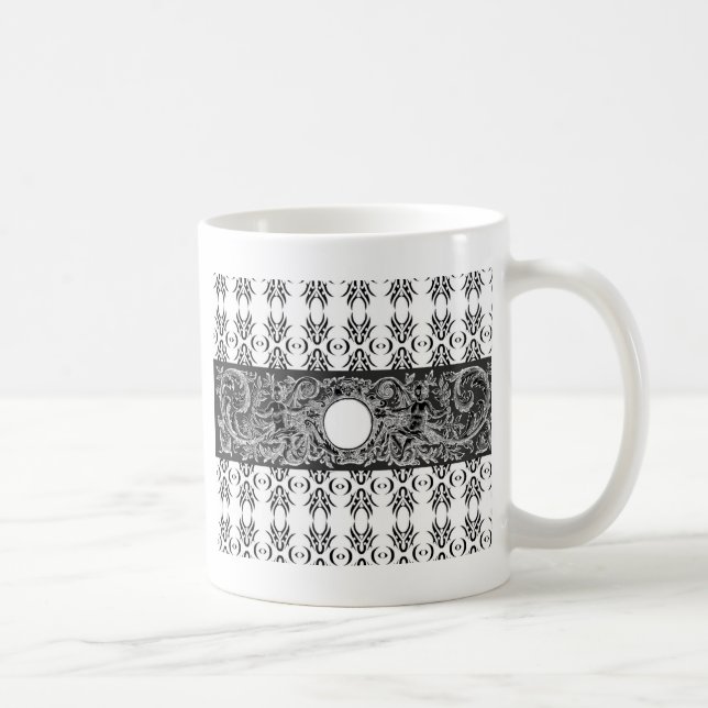 Classy black white Baroque pattern to customise Coffee Mug (Right)