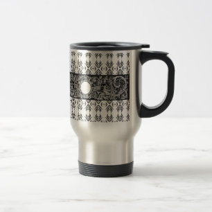 Classy black white Baroque pattern to customise Travel Mug
