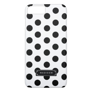 Classy Black White Big Polka Dots Personalized iPhone 8 Plus/7 Plus Case