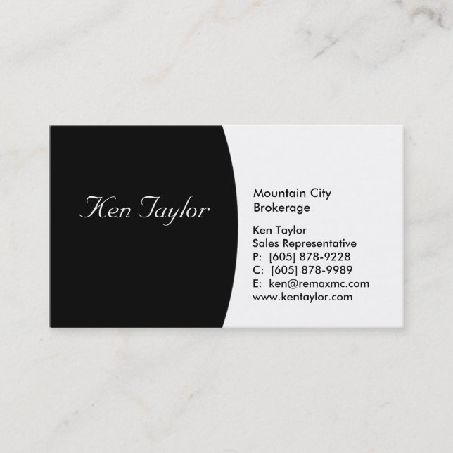 Classy Black & White Business Card Round (Front)