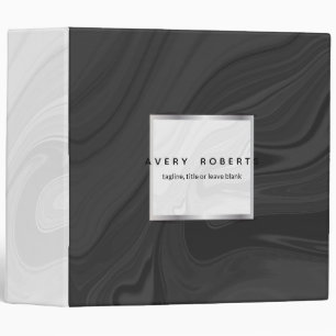 Classy black white marble Elegant geometric Binder