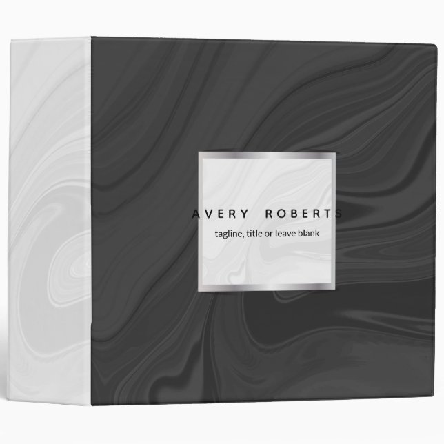Classy black white marble Elegant geometric Binder (Front/Spine)
