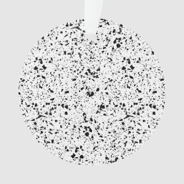 Classy Black White Marble Terrazzo Ornament (Front)
