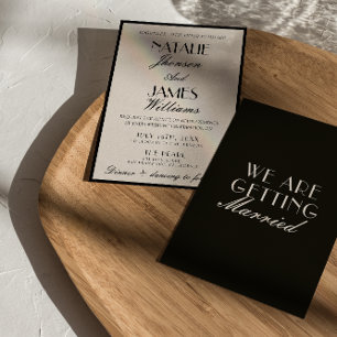Classy Black White Old Money Luxury Fancy Wedding Invitation