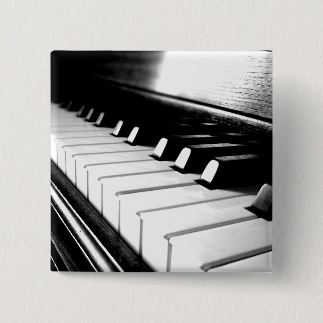 Classy Black & White Piano Photography 2 Inch Square Button (Front)