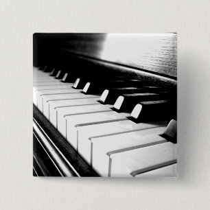 Classy Black & White Piano Photography 2 Inch Square Button