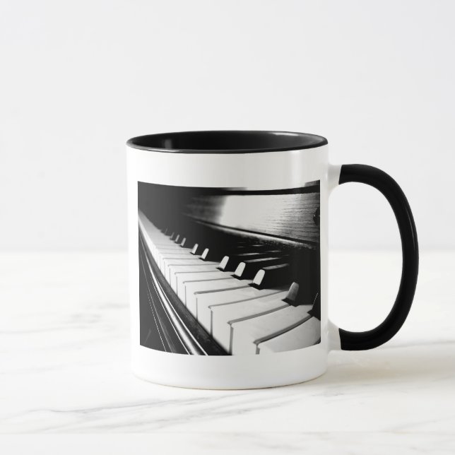 Classy Black & White Piano Photography Mug (Right)