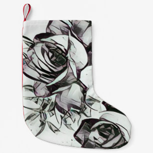 Classy Black White Rose With Touch Of Lavender Small Christmas Stocking