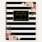 Classy Black White Stripes Floral Personal Notes