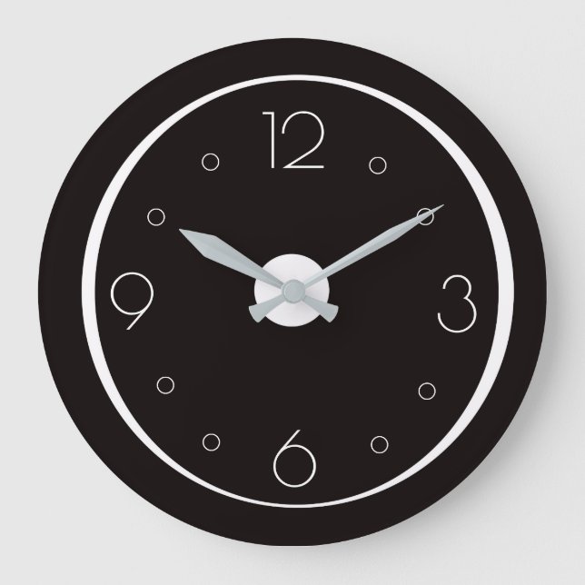 Classy Black with White Nos  >Simplistic Clocks (Front)