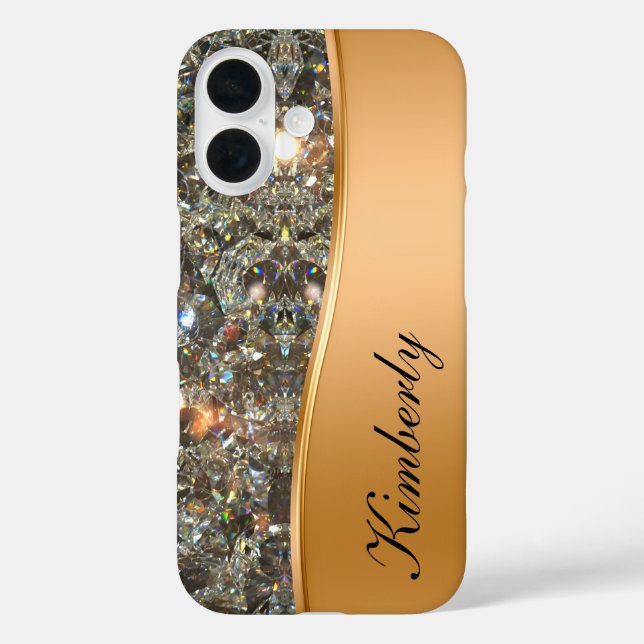 Classy Bling Monogram iPhone 16 Cases (Back)