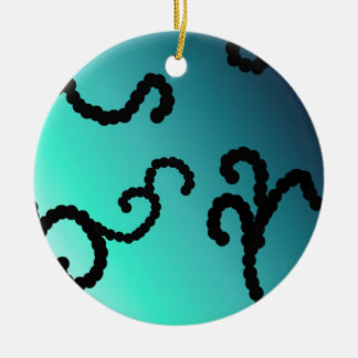 Classy Blue and Black Beaded Swirl Ceramic Ornament
