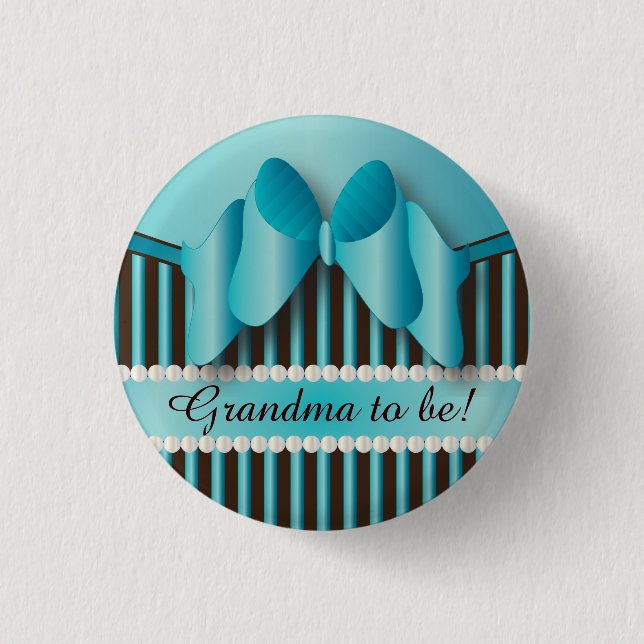 Classy Blue and Brown Stripes 1 Inch Round Button (Front)