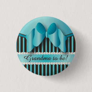 Classy Blue and Brown Stripes 1 Inch Round Button