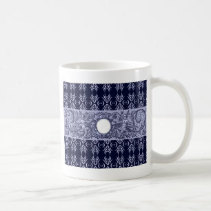 Classy Blue Baroque Pattern by LeahG - cherubs Coffee Mug