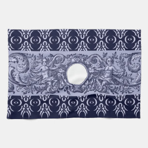 Classy Blue Baroque Pattern by LeahG - cherubs Kitchen Towel