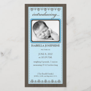 Classy Blue Customized Birth Announcement