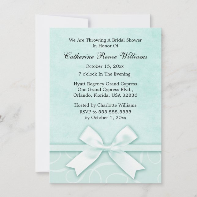 Classy Blue Green Bridal Shower Invitation (Front)