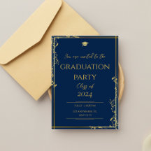 Classy Blue or fête de graduation Invitation