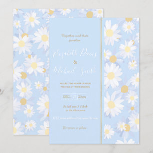 Classy Blue White Daisy Flowers Invitation