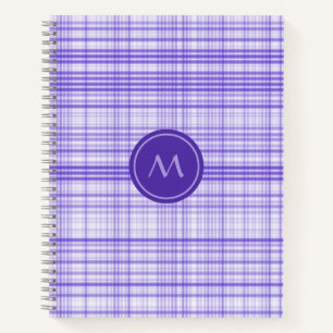 Classy Blue White Plaid Monogram  Notebook