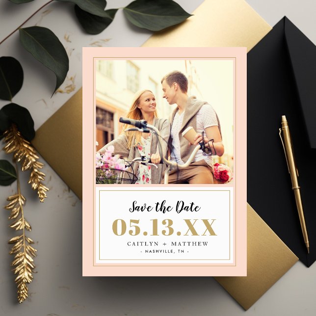 Classy Blush and Gold Photo Save the Date (Creator Uploaded)