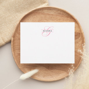 Classy Blush Pink Calligraphy Split Monogram Card