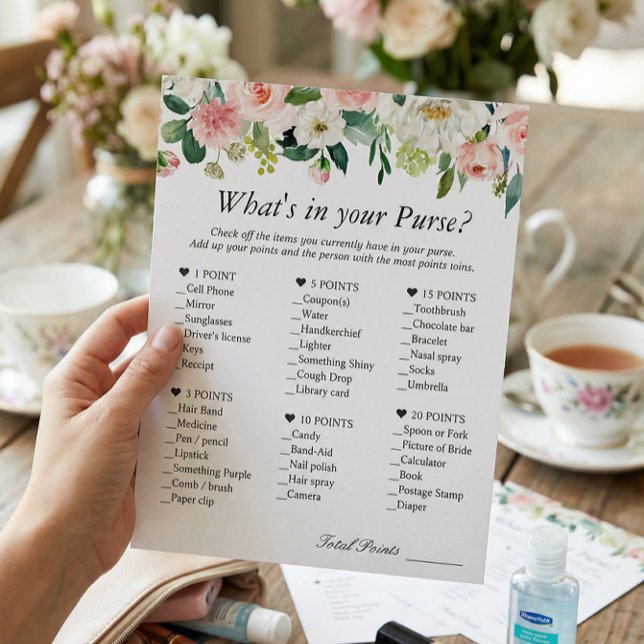 Classy Blush Pink Floral What's In Your Purse Game Flyer (Creator Uploaded)