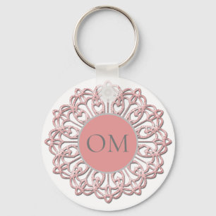 Classy Blush Pink Mandala OM Keychain