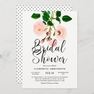 Classy Blush Roses Botanical Bridal Shower Invitation