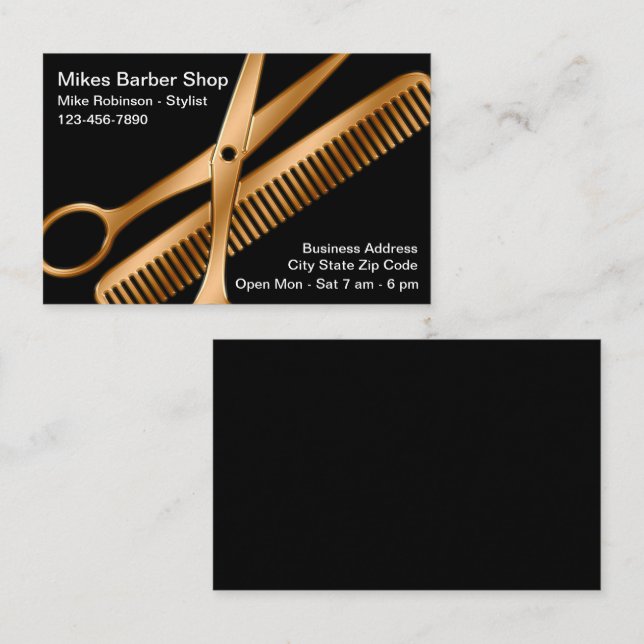 Classy Bold Moderne Barber Shop Cartes de visite (Devant / Derrière)