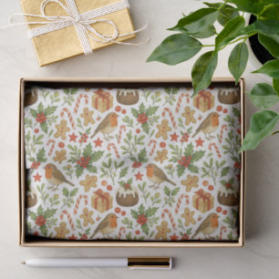 Classy Botanical Holly Floral Art Pattern Tissue Paper