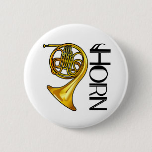 Classy Brass French Horn Button