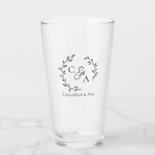 Classy bride & groom names with Personalized Logo Glass