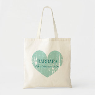 Classy bridesmaid tote bags   vintage teal heart