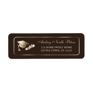 Classy Brown and Gold Graduate Address Labels